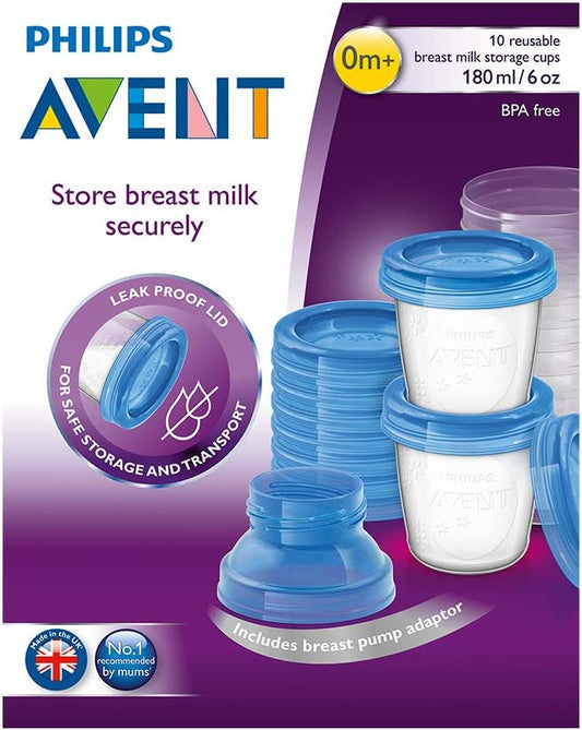 Philips Avent Breast Milk Storage Cups (180ml) Set Of 10 Cups