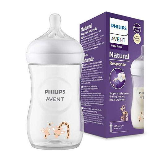 Philips Avent Natural Baby Plastic Feeding Bottle | No.1 Brand Recommended by Moms Worldwide | Ideal for 1 months+| Natural Response Technology Mimics Breastfeeding | Uniquely Designed Nipple releases milk only when baby drinks | Pack of 1 | SCY903/66 - Adenzo Comfies