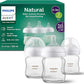 Philips Avent Natural Glass Baby Bottles with Natural Response Nipples (Slow Flow, Flow 2), 4oz, 3-pack