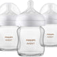 Philips Avent Natural Glass Baby Bottles with Natural Response Nipples (Slow Flow, Flow 2), 4oz, 3-pack