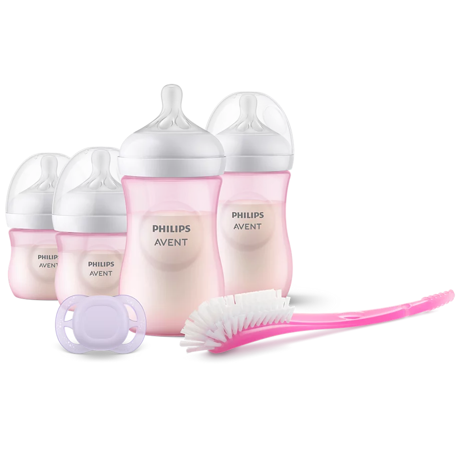 Philips AVENT SCD838/07 Natural Response Newborn Gift Set, Anti-Colic Baby Bottles with Slow Flow Nipples, BPA-Free, Includes Pacifiers and Bottle Brush, Suitable from 0 Months, Pack of 6 Pieces