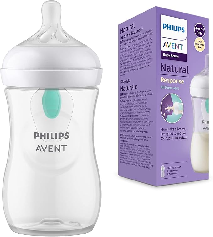 Philips Avent Natural Response Baby Bottle - 260ml Baby Milk Bottle with AirFree Vent, BPA Free for Newborn Babies Aged 3-6 Months (Model SCY673/01)