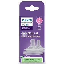 Philips Avent Natural Response Bottle Teat - 2 x Baby Bottle Flow level 1-6 Teats from Newborn Babies, 1+ Months to 6 months, BPA Free