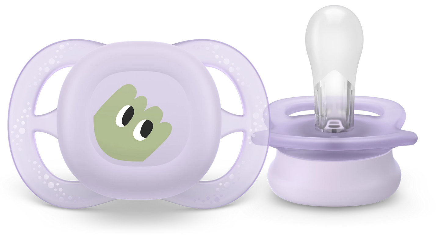 Philips AVENT SCF075/06 Ultra Soft Soother, Orthodontic Pacifier for Babies, Comfortable Silicone Nipple, BPA-Free, Suitable 0–2 Months, Pack of 2