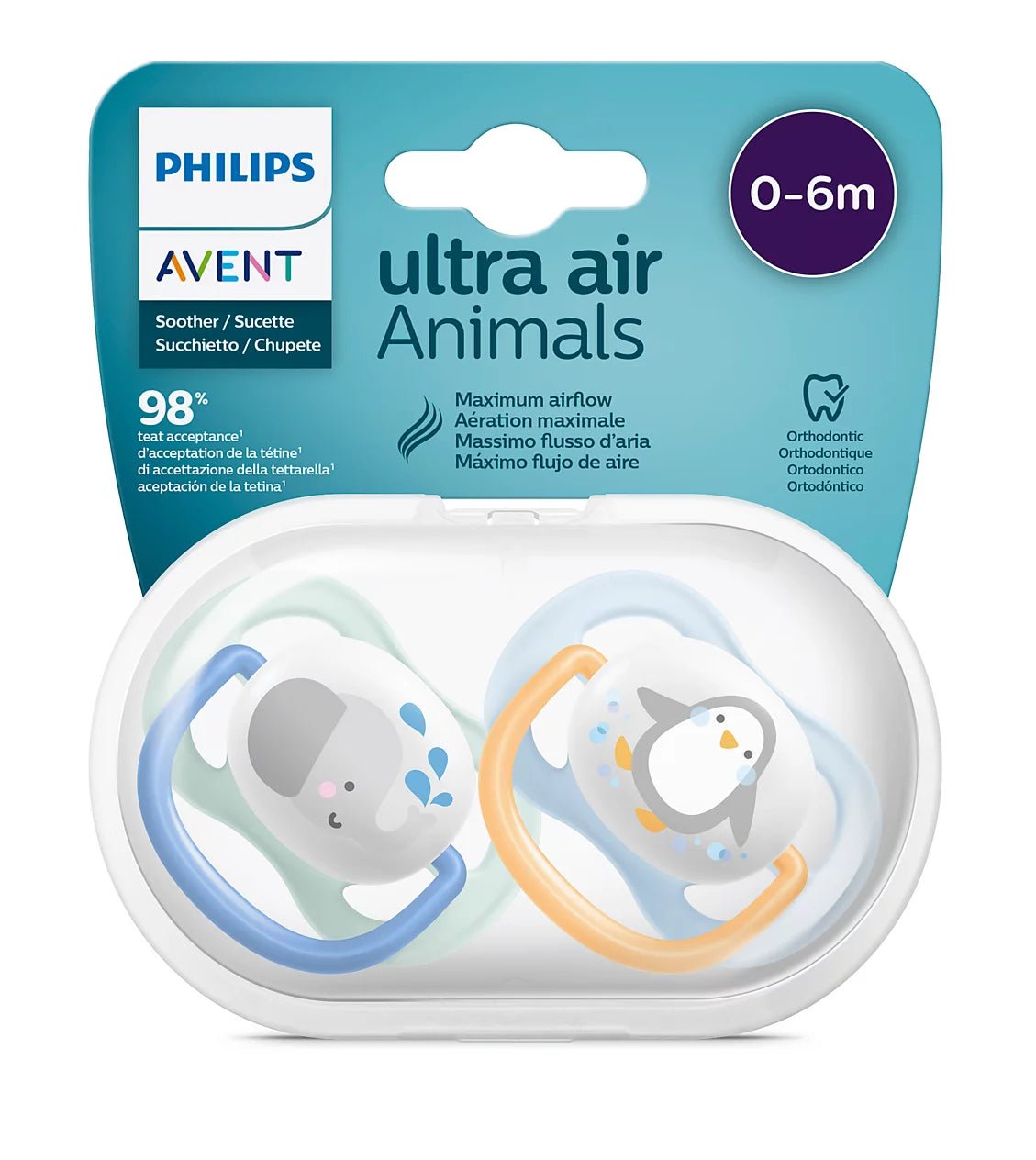 Philips Avent Ultra Air Pacifier SCF080/05 – 0–6 Months, 2 Pack - Adenzo Comfies