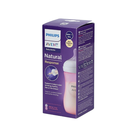 Philips Avent Natural Response 3.0 Baby Feeding Bottle  Ideal for 1 months+| Natural Response Technology Mimics Breastfeeding | Uniquely Designed Nipple releases milk only when baby drinks | Pack of 1 | Pink | SCY903/11