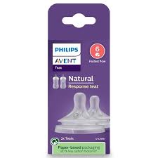 Philips Avent Natural Response Bottle Teat - 2 x Baby Bottle Flow level 1-6 Teats from Newborn Babies, 1+ Months to 6 months, BPA Free