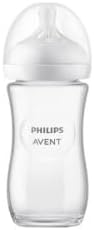 Philips Avent Natural Response Glass Baby Bottle - 240ml Baby Milk Bottle, BPA Free for Newbown Babies 1 Month+ (Model SCY933/01)