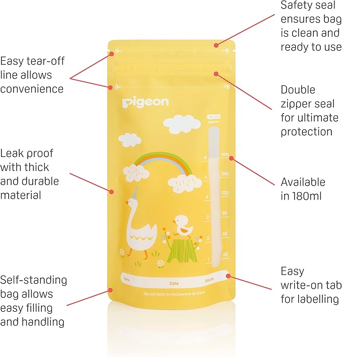 Pigeon Breast Milk Storage Bags Animals 180ml 25 bags