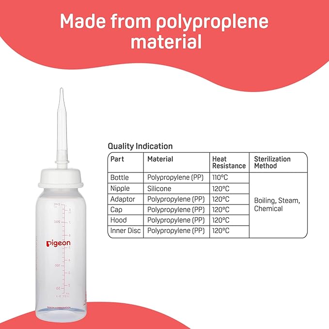 Pigeon Cleft Palate Nursing/Baby Feeding Bottle 240 ml | Adjustable Milk Flow Feeder | Long Silicone Nipple | BPA & BPS Free | for Newborns | Transparent
