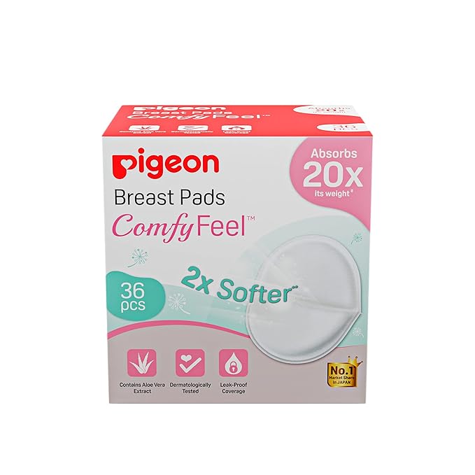 Pigeon Disposable Breast Pads,Comfy Feel,2X Softer,Gentle on Skin,Stay Dry All Day,Aloe Vera Extract,Dermatologically Test,Leak Proof Coverage,White36 pcs,