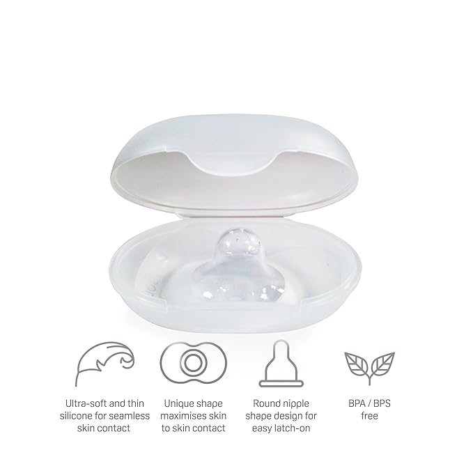 Pigeon Natural Feel Silicone Nipple Shield Size 1 (2 Pcs) | for Nipple Diameter Below 13 mm | with Storage Case | Breastfeeding Support