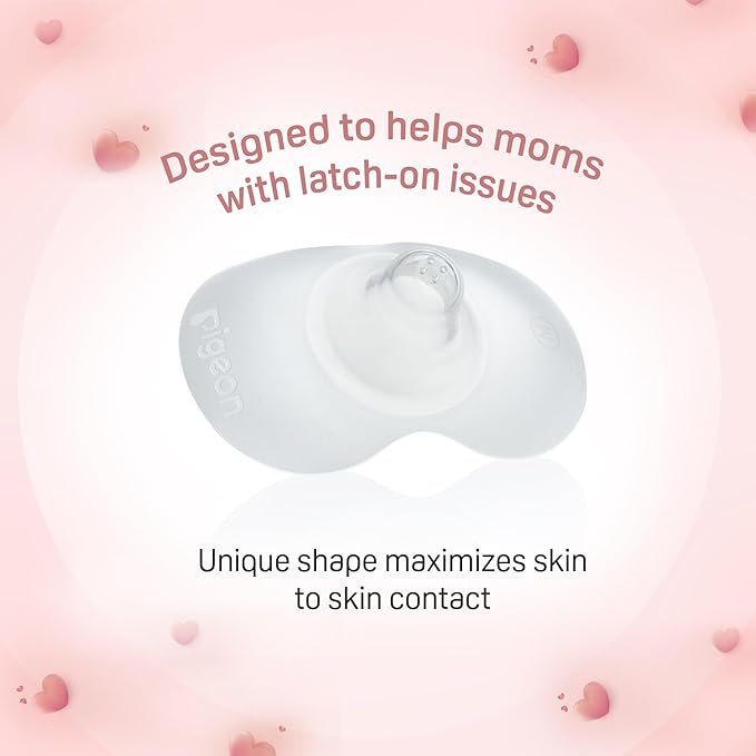 Pigeon Natural Feel Silicone Nipple Shield Size 1 (2 Pcs) | for Nipple Diameter Below 13 mm | with Storage Case | Breastfeeding Support