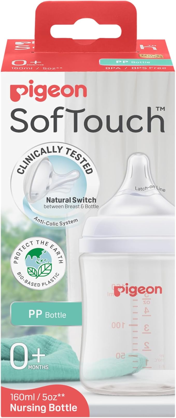Pigeon SofTouch III Baby Bottle for 3+ Months Babies, BPA & BPS-Free, 240ml, PP, 1 Pack