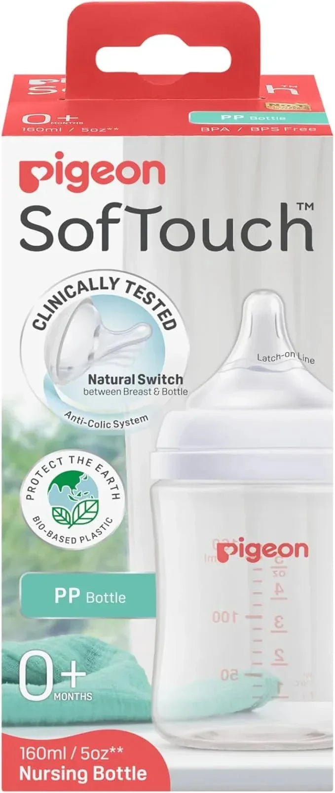 Pigeon SofTouch III Baby Bottle for 3+ Months Babies, BPA & BPS-Free, 240ml, PP, 1 Pack - Adenzo Comfies