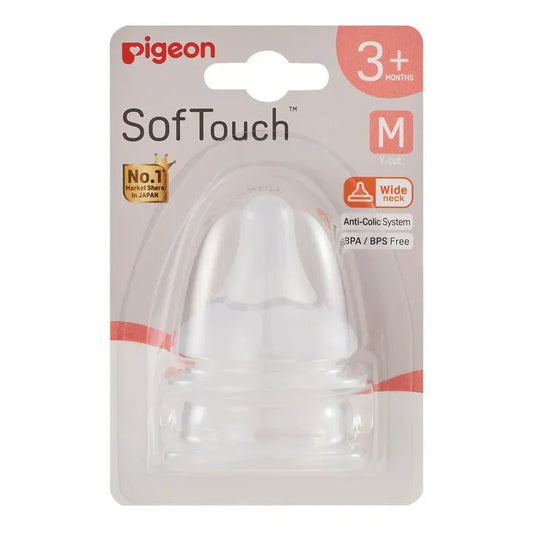 Pigeon SofTouch Nursing Bottle Nipples (WN3) – 2pcs, Sizes S/M/L/LL - Adenzo Comfies