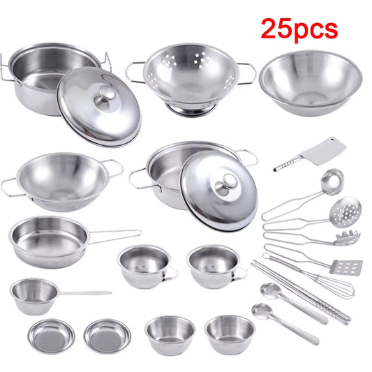 Mini Kitchen Utensils Toy Set for Kids – Stainless Steel Pretend Play Cooking Set for Girls & Boys