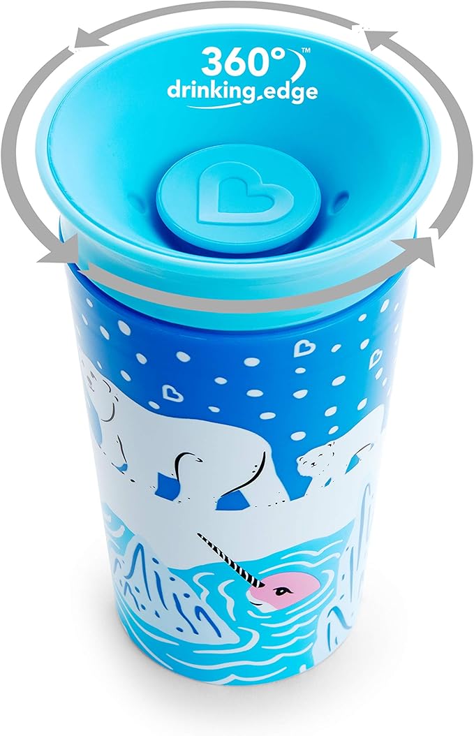 Munchkin® Miracle® 360 WildLove Sippy Cup, 9 Ounce, 2 Pack, Polar Bear/Orca