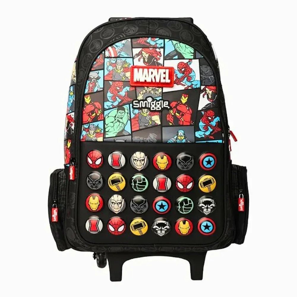 Smiggle Marvel Spider - Man Kids School Trolley Bag with Wheels – Rolling Backpack for Grade 2–5 (Model 711778) - Adenzo Comfies