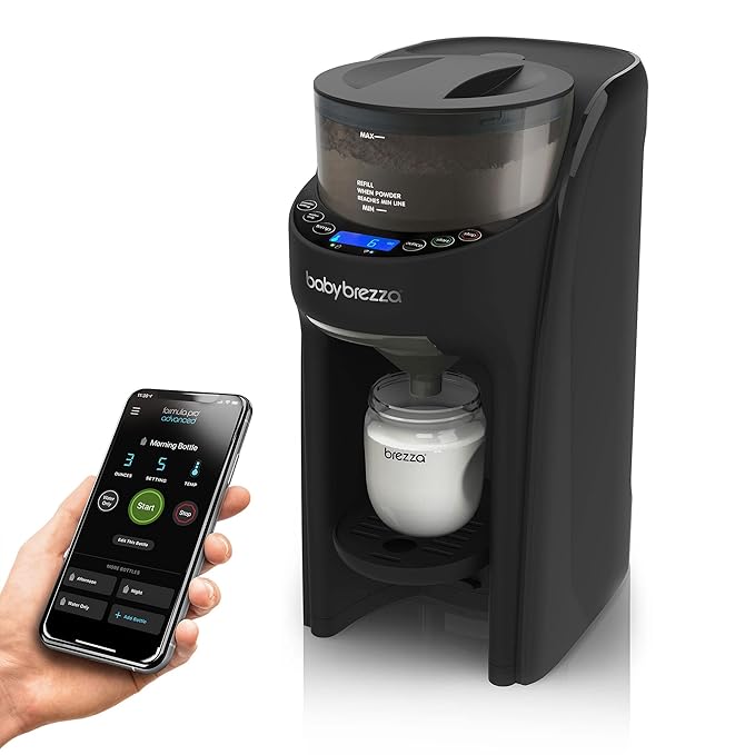 Baby Brezza Formula Pro Advanced WiFi Formula Dispenser - Automatically Mix a Warm Formula Bottle from Your Phone Instantly – Easily Make Bottle with Automatic Powder Blending Machine, Black