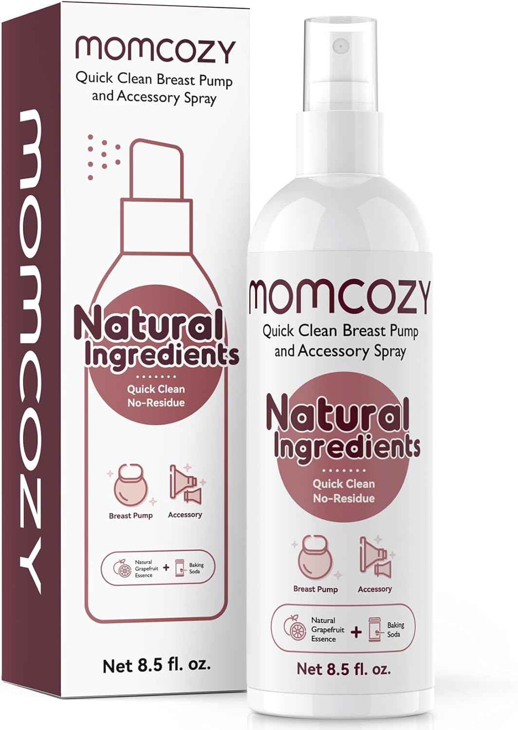 Momcozy Breast Pump Cleaning Spray 8.5 fl oz – Milk Fat & Residue Remover for Breast Pumps, Bottles & Baby Accessories, Plant-Based Formula with Natural Grapefruit Scent