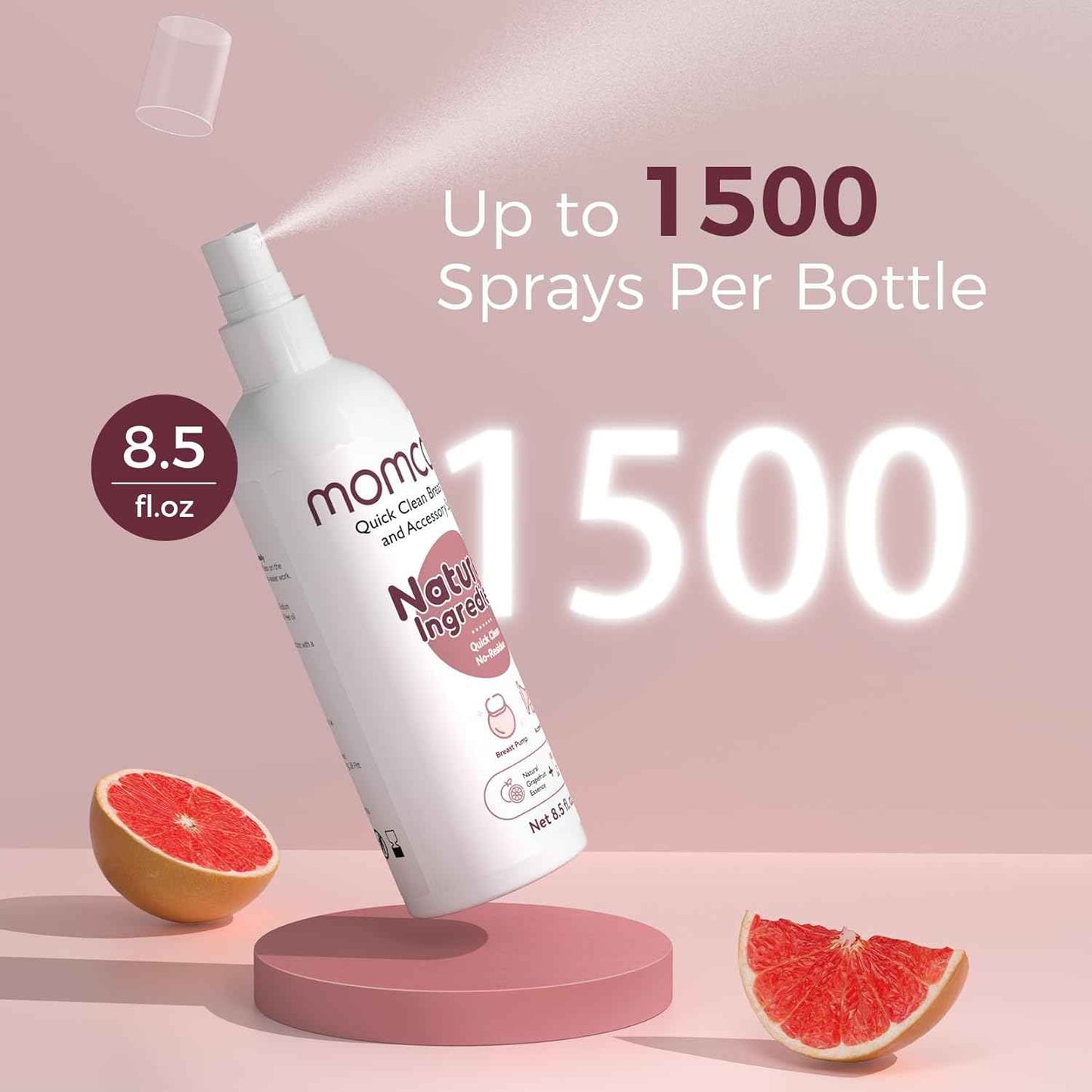 Momcozy Breast Pump Cleaning Spray 8.5 fl oz – Milk Fat & Residue Remover for Breast Pumps, Bottles & Baby Accessories, Plant-Based Formula with Natural Grapefruit Scent