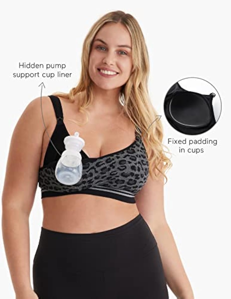 Momcozy Seamless Hands-Free Pumping Bra – Fixed Padding Wireless Nursing & Maternity Bra, 4-in-1 Pump Bra for Wearable & Standard Breast Pumps