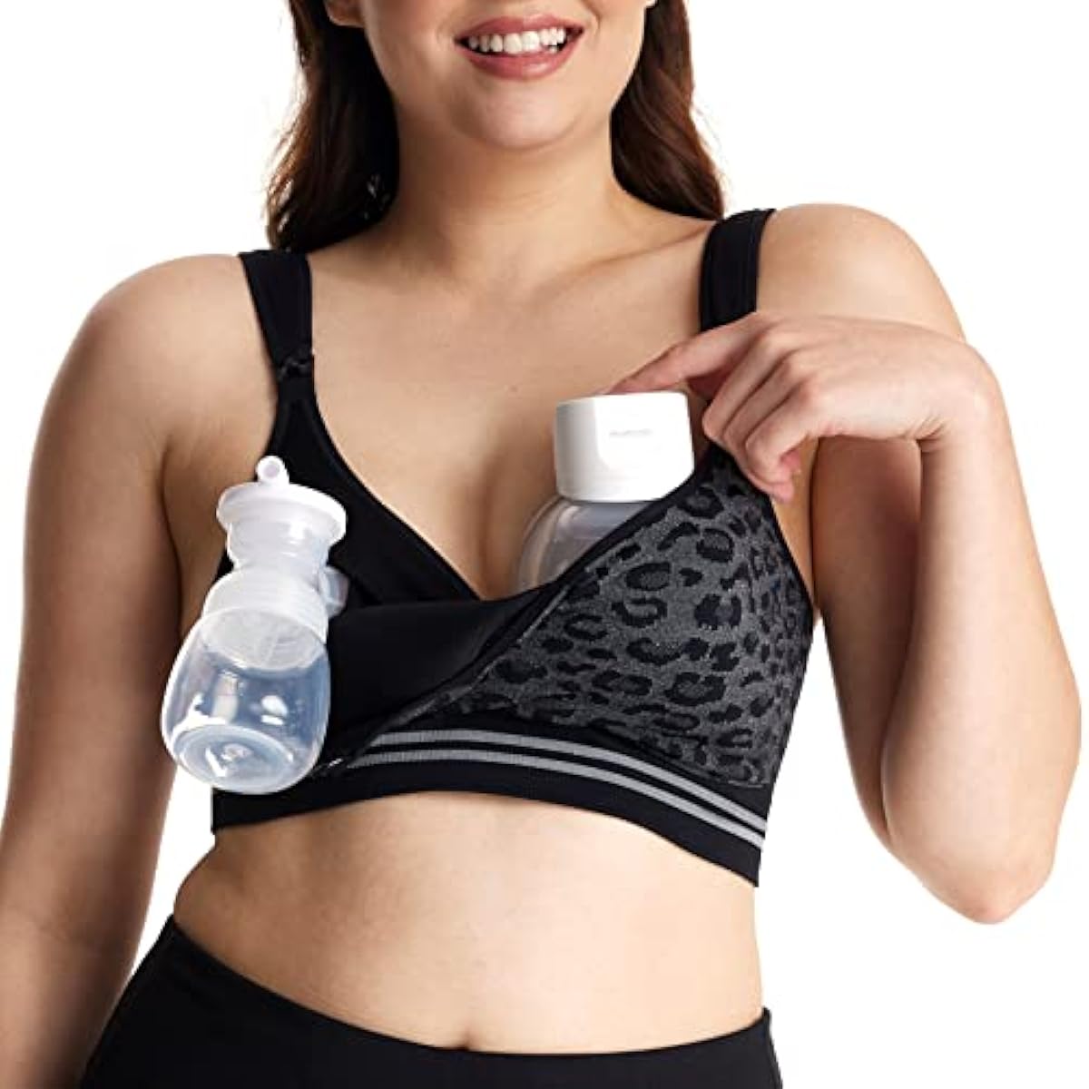 Momcozy Seamless Hands-Free Pumping Bra – Fixed Padding Wireless Nursing & Maternity Bra, 4-in-1 Pump Bra for Wearable & Standard Breast Pumps