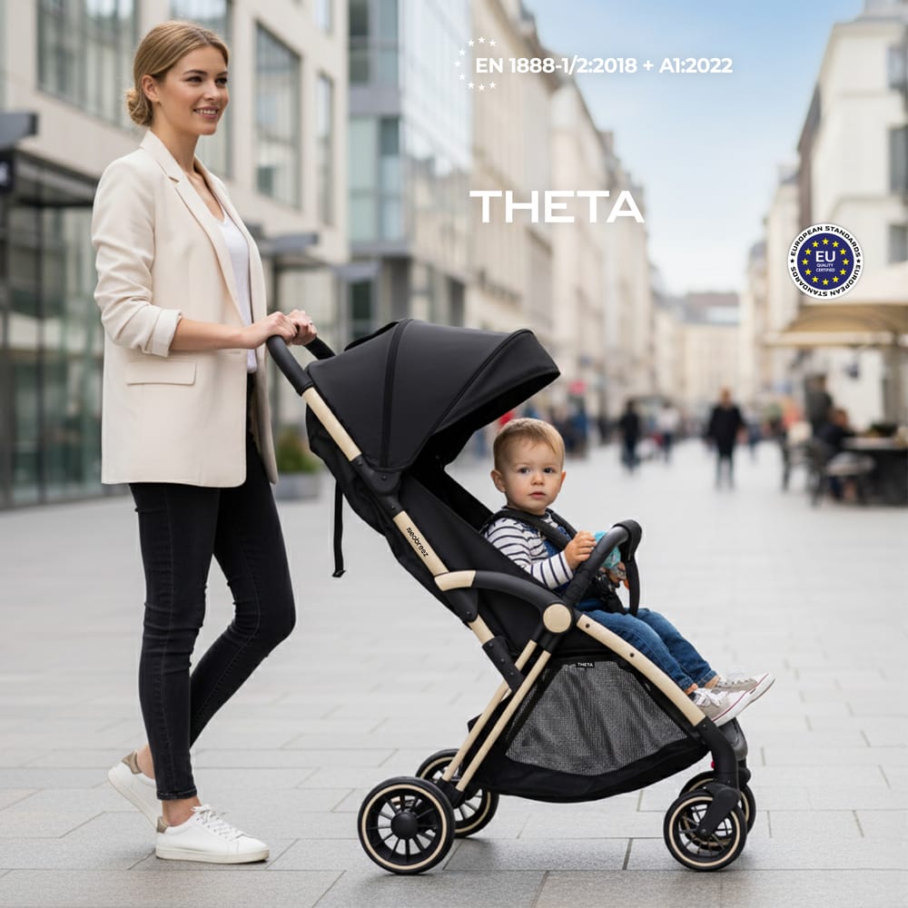 Neobreez THETA Auto Fold Self Stand Travel Baby Toddler Stroller, Compact Pushchair,Waterproof UPF 50+ Canopy,Gift &Cotton Bag,Phone Holder,Toy Strap,Reflective Stickers,0-4yrs,22kg.