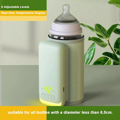Rechargeable Portable Baby Bottle Warmer with LED Display | 6 Temperature Settings | Travel-Friendly Bottle Heater for Breastmilk & Formula