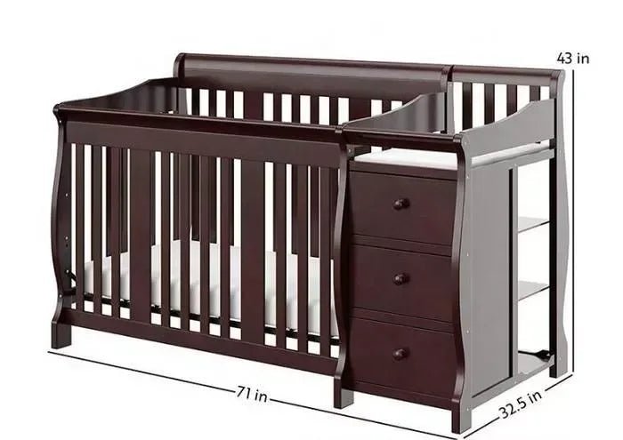 4 - in - 1 Convertible Baby Crib & Changer, Crib Changer With Drawers, Adjustable Mattress Height & Toddler Bed Conversion - Adenzo Comfies