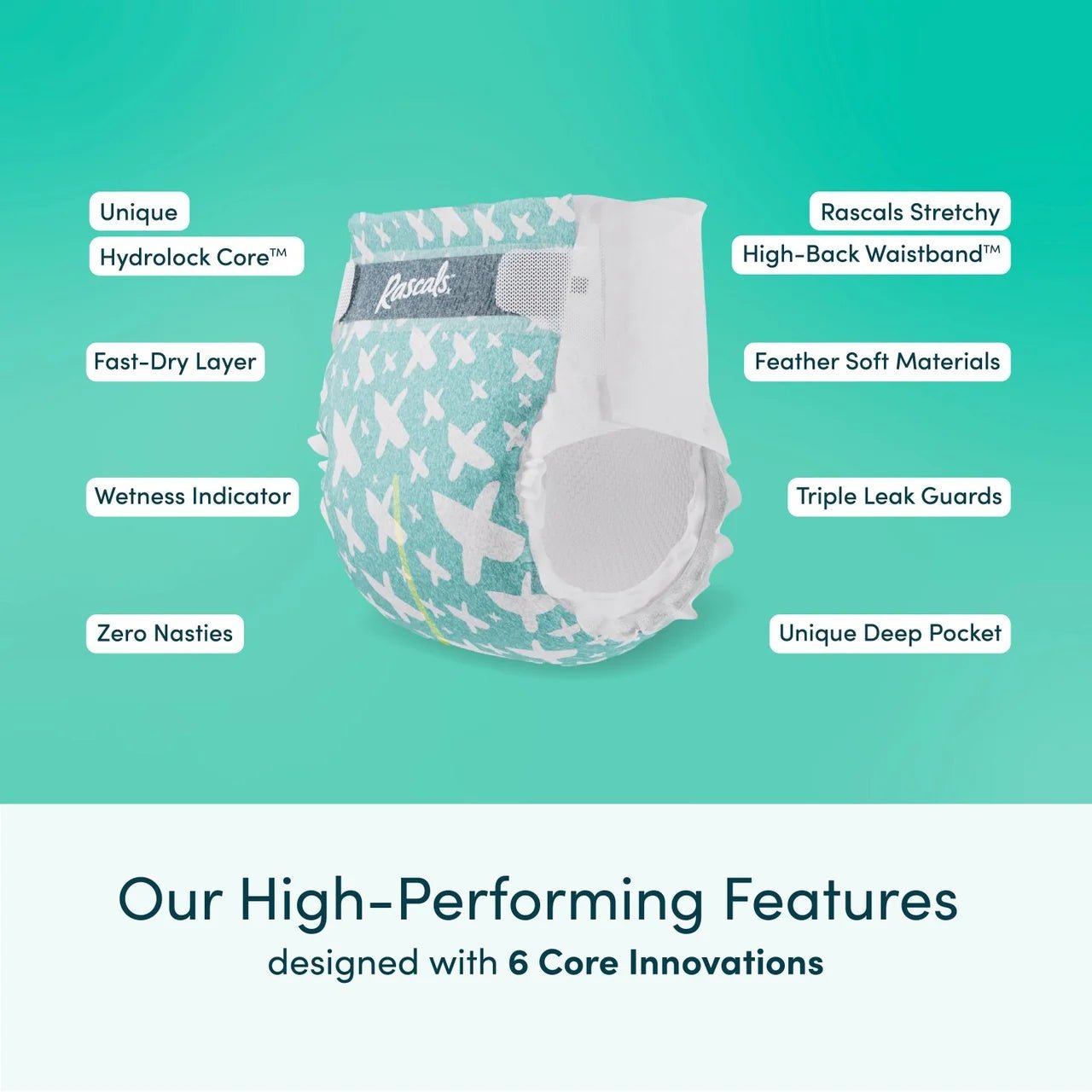 Rascals Premium Baby Diapers - Comfortable, Leak-Proof Diaper for Babies - Soft, Gentle Diapers Size 7 (17+kg), 26Pcs - Adenzo Comfies