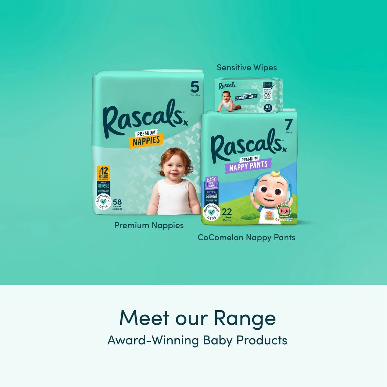 Rascals Premium Baby Diapers - Comfortable, Leak-Proof Diaper for Babies - Soft, Gentle Diapers Size 7 (17+kg), 26Pcs - Adenzo Comfies