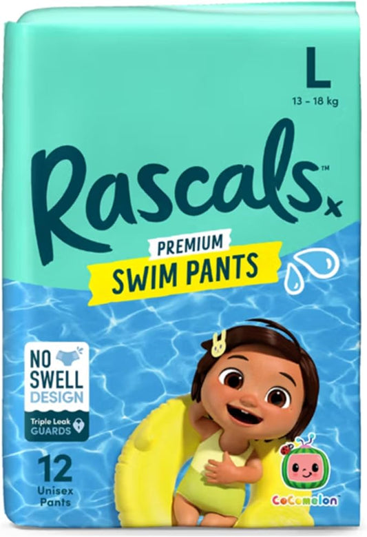 Rascals Cocomelon Premium Baby Swimming Diaper Pants - Advanced Leak Protection Swimming Diaper Pants For Little Swimmers - Extra Stretchy Waistband Swim Pants