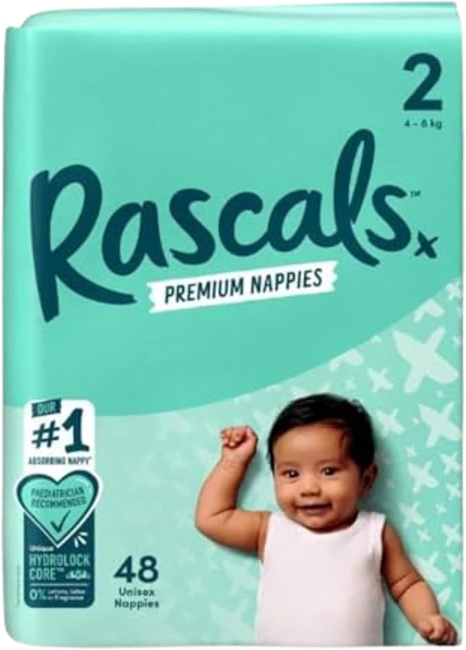 Rascals Premium Baby Diapers - Comfortable & Leak-Proof Newborn Diaper for Babies 3-5 kg - Soft & Gentle Diapers Size 1 - Pack of 54 Count