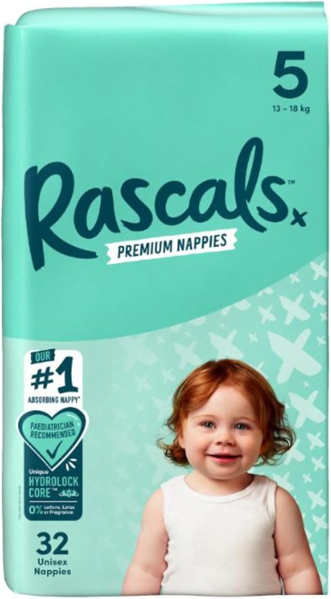 Rascals Premium Baby Diapers - Comfortable & Leak-Proof Newborn Diaper for Babies 3-5 kg - Soft & Gentle Diapers Size 1 - Pack of 54 Count