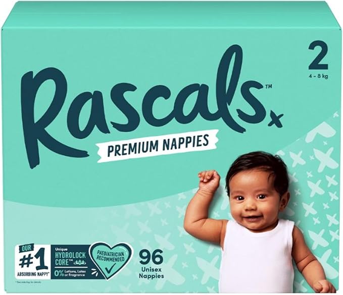 Rascals Premium Baby Diapers - Comfortable & Leak-Proof Diaper for Babies - Soft & Gentle Diapers Size 1 to size 7 - Jumbo Box