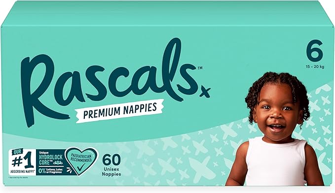 Rascals Premium Baby Diapers - Comfortable & Leak-Proof Diaper for Babies - Soft & Gentle Diapers Size 1 to size 7 - Jumbo Box