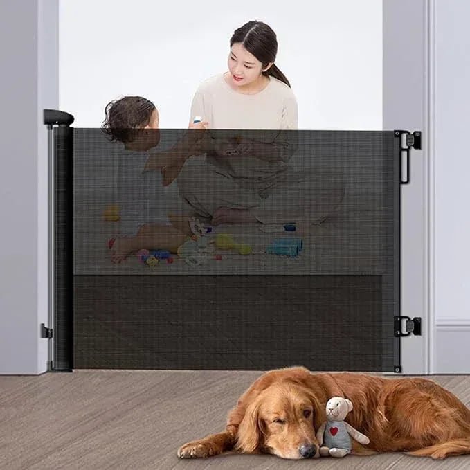 Retractable Baby Safety Gate| Roll - Up Stair & Door Gate for Babies, Dogs & Pets | ‎135 x 135 x 86 cm - Adenzo Comfies