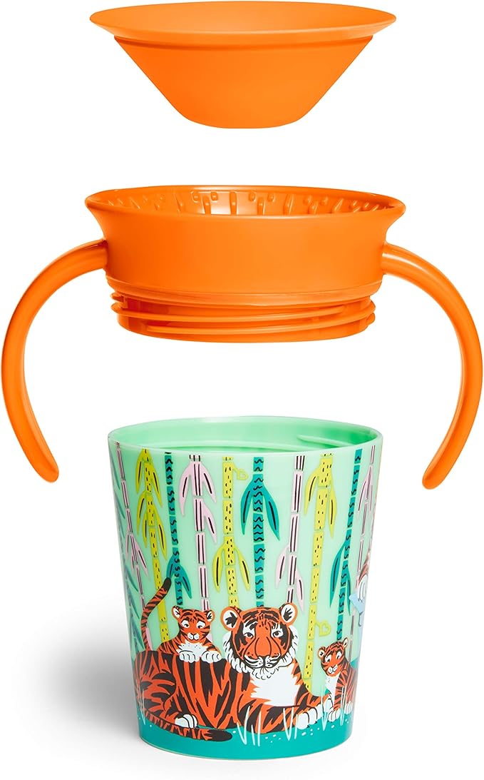 Munchkin Miracle 360 Wildlove Trainer Cup, 6 Oz, 2 Pack, Tiger/Rhino