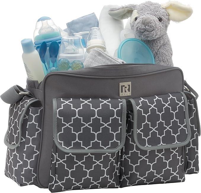Ryco Willow Premium Baby Nursery Diaper Bag – Stylish Grey Large Capacity Tote Backpack with Changing Mat, Size L, Piece of 1 - Adenzo Comfies