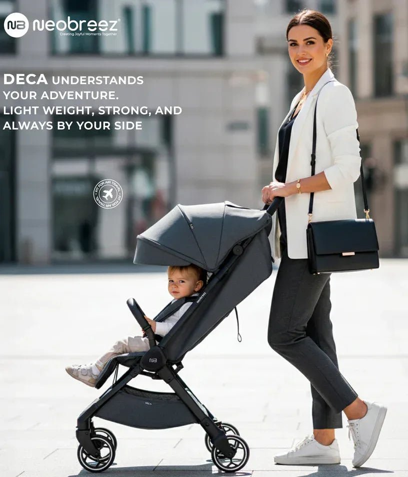 Neobreez DECA Lightweight Cabin - Approved Baby Stroller – One - Hand Fold, UPF 50+ Waterproof Canopy, Travel - Friendly Compact Pushchair (0–4 Years, up to 22kg) - Adenzo Comfies