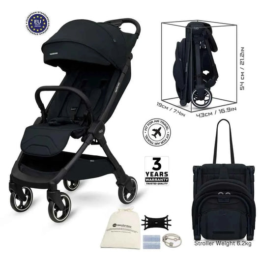 Neobreez  Lightweight Cabin Stroller, 0-4 Years, 22kg Capacity, Lie-Flat, Compact Fold, Hand Luggage, Large Basket, Gift Bag with Phone & Toy Holder, Reflective sticker, UV/Waterproof, Ventilated.