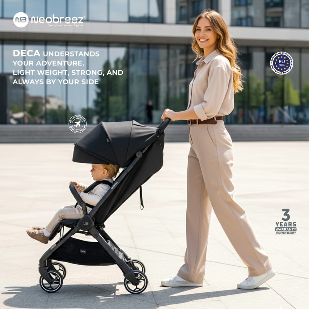 Neobreez  Lightweight Cabin Stroller, 0-4 Years, 22kg Capacity, Lie-Flat, Compact Fold, Hand Luggage, Large Basket, Gift Bag with Phone & Toy Holder, Reflective sticker, UV/Waterproof, Ventilated.