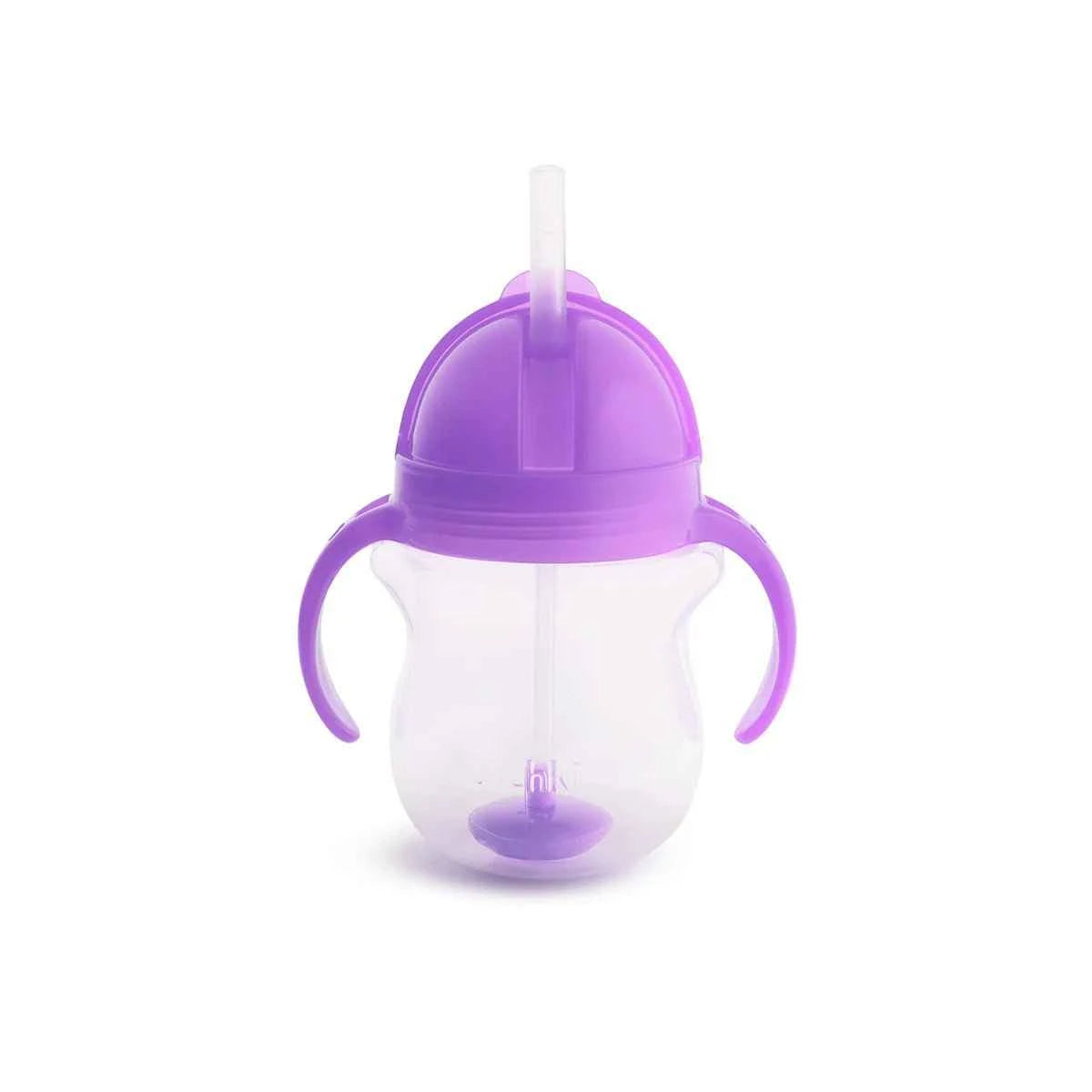 Munchkin Wood Click Lock Weighted Flexi Straw Trainer Cup, Blue, 7 Ounces
