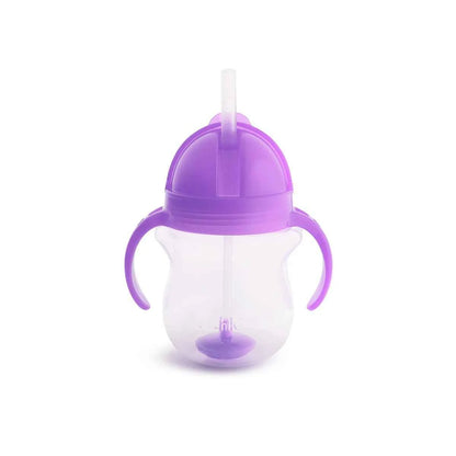 Munchkin Wood Click Lock Weighted Flexi Straw Trainer Cup, Blue, 7 Ounces