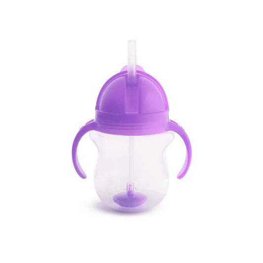 Munchkin Wood Click Lock Weighted Flexi Straw Trainer Cup, Blue, 7 Ounces
