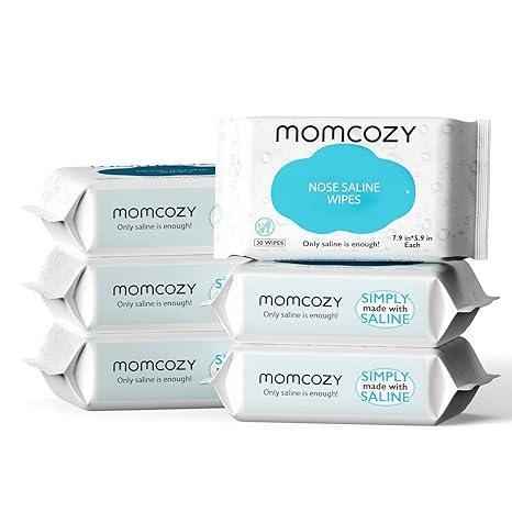 Momcozy Baby Nose Saline Wipes – Pure 0.9% Saline, Unscented & Hypoallergenic, 100% Biodegradable Nasal Wipes for Sensitive Skin - Adenzo Comfies