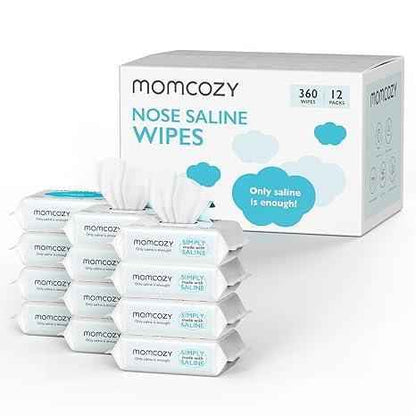Momcozy Baby Nose Saline Wipes – Pure 0.9% Saline, Unscented & Hypoallergenic, 100% Biodegradable Nasal Wipes for Sensitive Skin - Adenzo Comfies