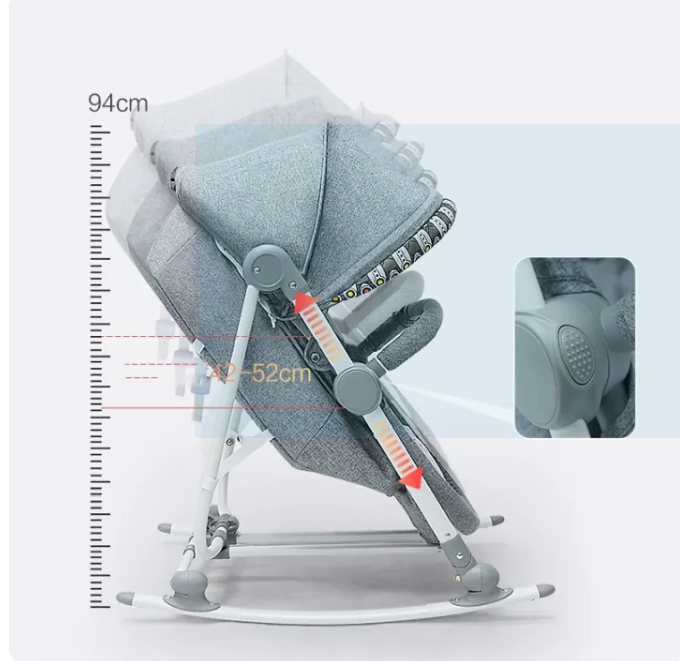 2-in-1 Multifunctional Baby Crib and Rocking Chair with 4 Modes, Premium Height-Adjustable Rocking Chair